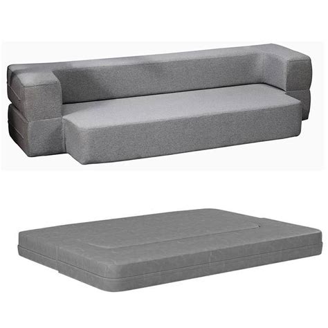 Sofá Cama Matrimonial Plegable 3 En 1 Con Colchoneta De Espuma De Alta