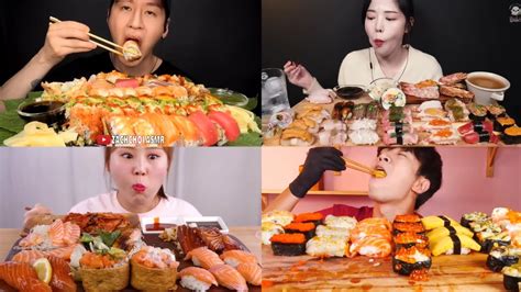 Mukbang Asmr Sushi And Sashimi 🍣🥙 Eating Show Compilation Youtube