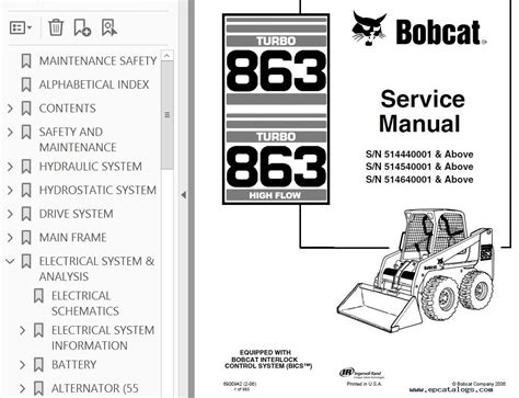 Bobcat 863 863HF Turbo Skid Steer Loaders Service Manual