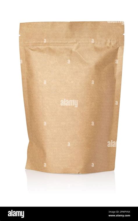 Brown Kraft Paper Pouch Bag Isolated On White Background Mock Up