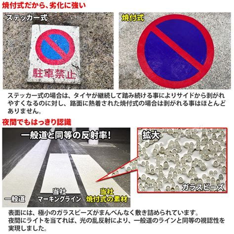 路面標示材 ロードマーキング サイン 反射材 【 とまれ Stop 赤白 マーク 】 焼付式 ガラスビーズ 路面標示 路面サイン Diy