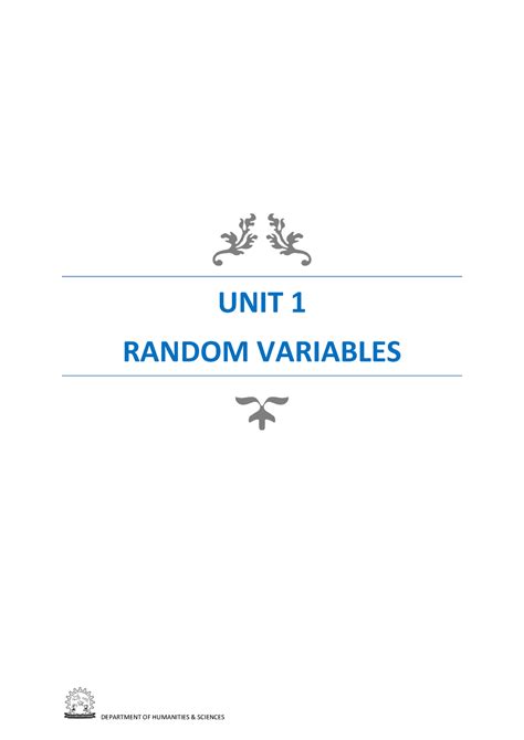 Random Variables Unit Random Variables Objectives To Understand A