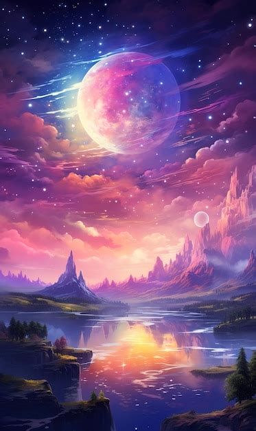 Premium AI Image | Anime Pink Sky with Clouds and Crescent Moon