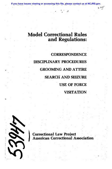 Pdf Model Correctional Rules And Regulations · Model Correctional