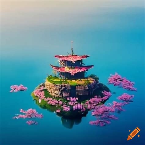 Floating Island With Cherry Blossom Trees On Craiyon