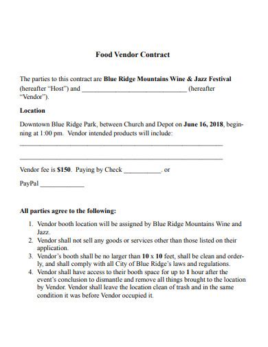 Food Vendor Contract Examples Pdf Doc How To Write