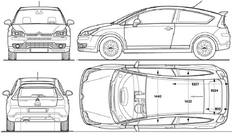 2006 Citroen C4 Coupe Blueprints Free Outlines