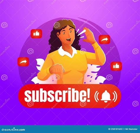 Influencers Invite Visitors To Click The Subscribe Button Stock Vector