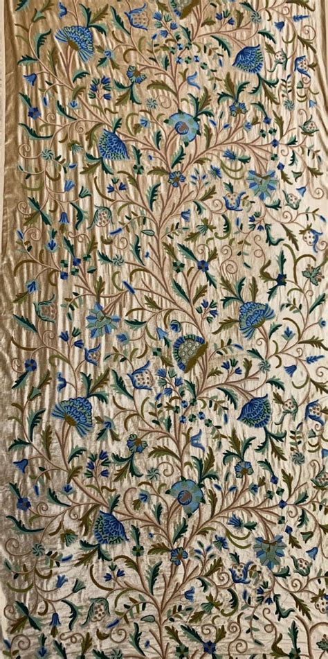 Crewel Fabric Hand Embroidered Kashmir Wool On Velvet Etsy