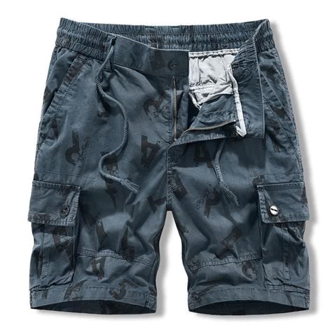 Short Cargo Camouflage Homme Coupe Droite Multi Poches Short Ete Coton