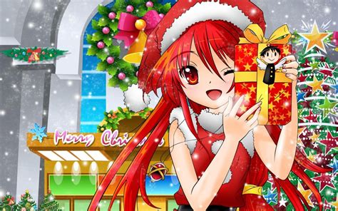 2736x1824 Resolution Merry Christmas Anime Character Holding T Box Hd Wallpaper Wallpaper