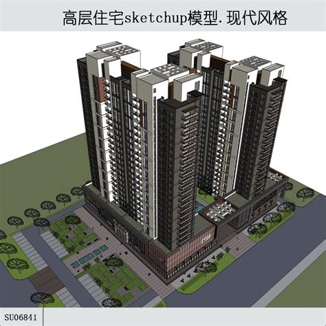 Sketchup住宅 高层住宅 底层商铺 现代风主义风格 22层 Sketchup建筑景观室内模型 筑图 建筑景观素材lumion模型方案