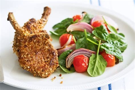 Dukkah Lamb Cutlets With Tomato And Spinach Salad