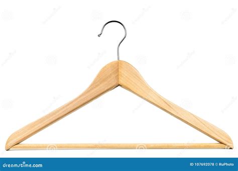 Wooden Coat Hanger Clothes Hanger On A White Background Stock Photo