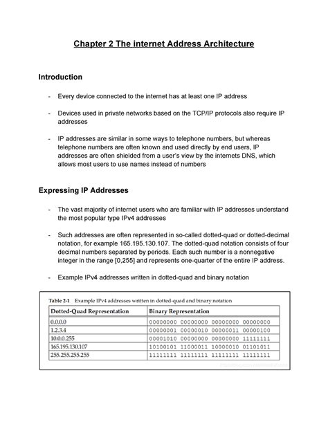 Chapter 2 Expressing Ip Addresses Chapter 2 The Internet Address Architecture Introduction