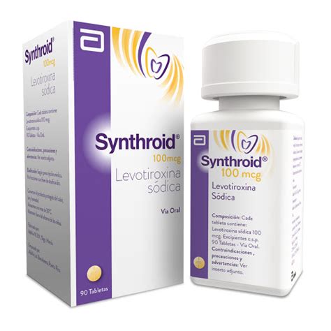 Synthroid Levotiroxina Sódica 100 mcg Abbott Caja x 90 Tabletas