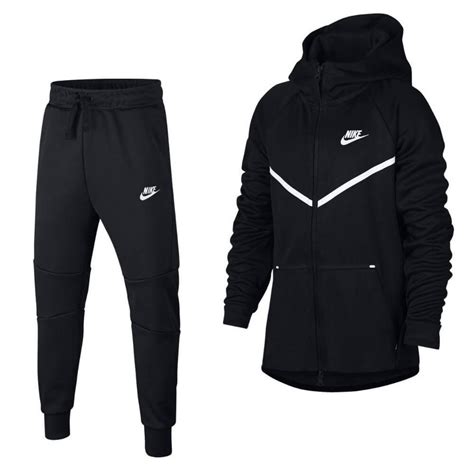 Nike Tech Fleece Trainingspak Fz Polyester Kids Zwart Wit Zwart De