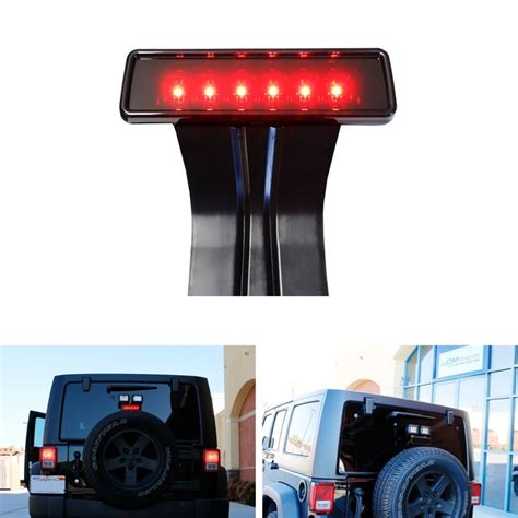 Super Red Led 3rd Brake Light For 2007 2017 Jeep Wrangler Jk Black Housing High Mount Third