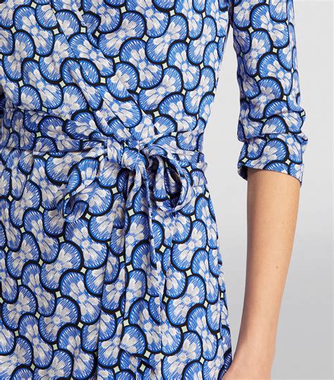 Womens Dvf Diane Von Furstenberg Blue Silk Abigail Midi Wrap Dress