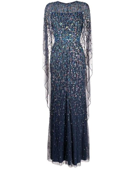 Jenny Packham Delphine Sequin Embellished Gown Dress In Blue Lyst