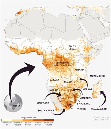 Africa 2016 Drought Map By Noaa - Droughts In Africa Map PNG Image ...