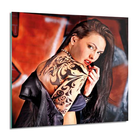 Artprintcave Kobieta Tatua Plecy Obraz Szklany Cienny X Cm