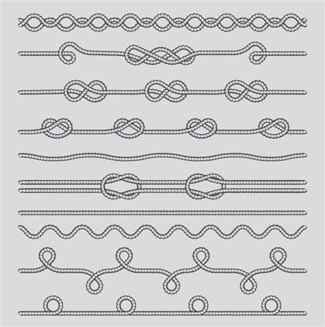 Set Aus Seil Und Knoten Dekorative Elemente Sammlung Von