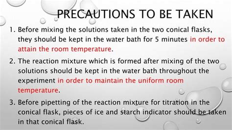 Determination Of The Order Of Reaction Between Potassium Persulphate