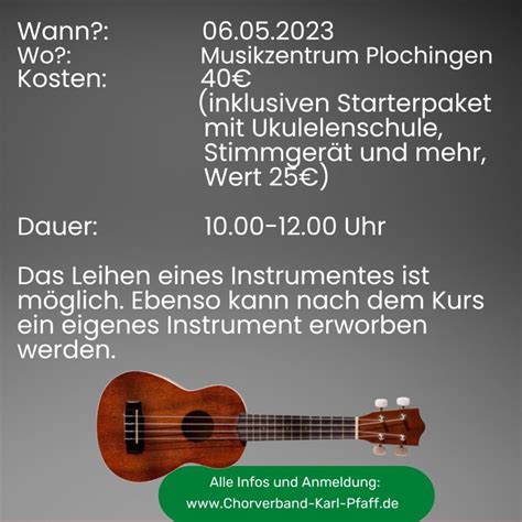 Ukulele Kurse Chorverband Karl Pfaff