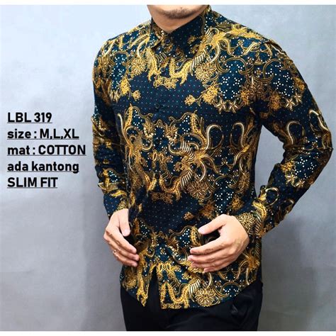 KEMEJA BATIK PRIA SLIM FIT LENGAN PANJANG BAJU BATIK PRIA KATUN PREMIUM