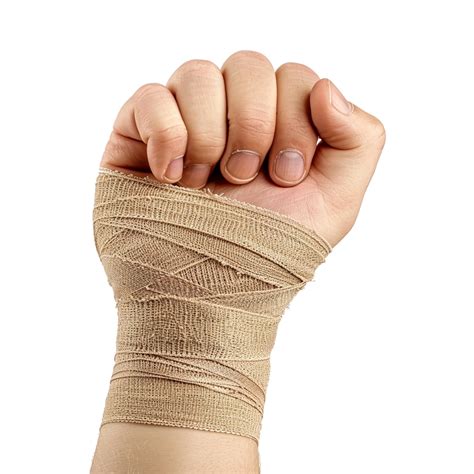 Broken Hand Warp With Elastic Bandage Isolated On Transparent