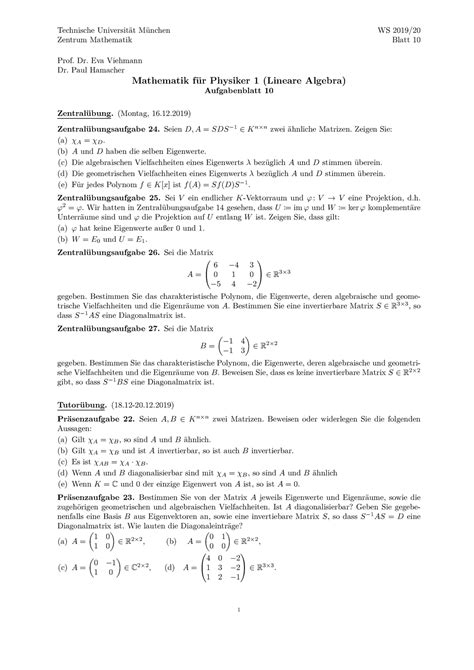 Blatt 10 Praktisch Technische Universität München WS 2019 Zentrum