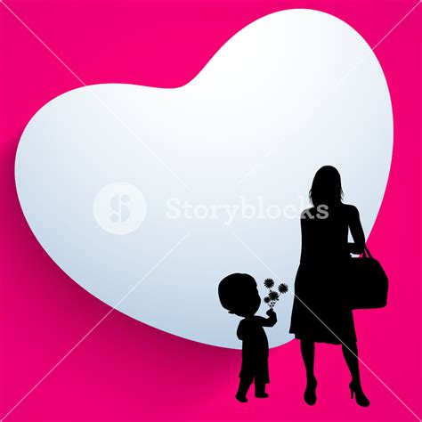 Happy Mothers Day Background With Silhouette Of A Mother And Her Child ...