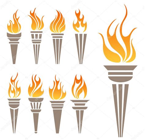 Torch Symbol Torch Symbol Set Stock Vector Helioshammer 29025919