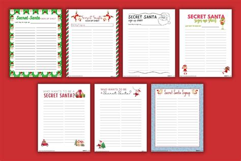 Secret Santa Sign Up Sheet