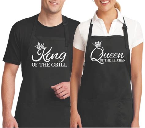 His And Hers Aprons Couples Aprons Matching Aprons King Of The Etsy