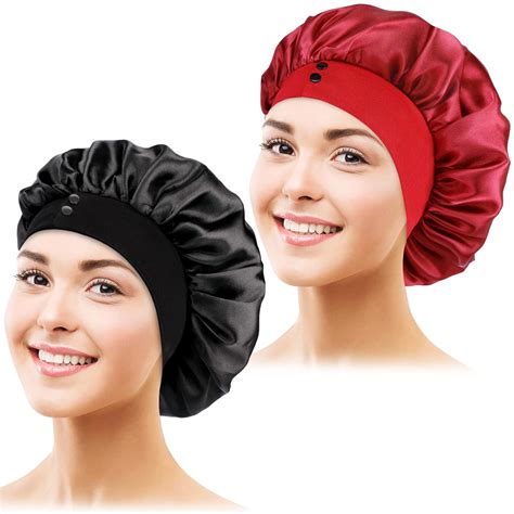 Amazon Pcs Satin Hair Bonnets Satin Bonnet For Women Hair Bonnet