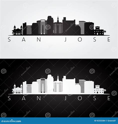 San Jose USA Skyline And Landmarks Silhouette Vector Illustration ...