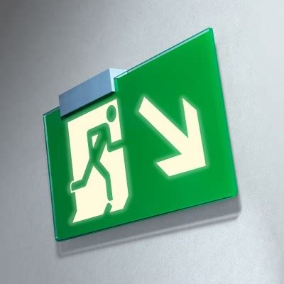 Photoluminescent Fire Exit Sign Ceiling Suspended Magnetic Bs Iso