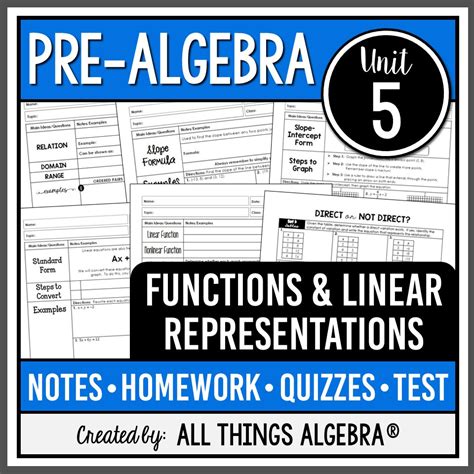 Pre Algebra Unit 5 Functions Linear Relationships All Things Algebra