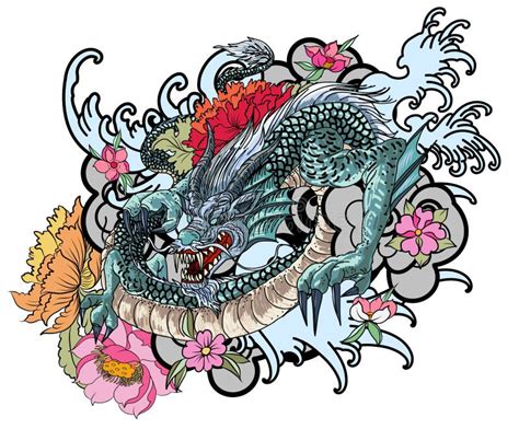 Hand Drawn Dragon Tattoo Coloring Book Japanese Style Stock