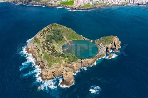 Aerial View Of Islet Of Vila Franca Do Campo Sao Miguel Island Azores