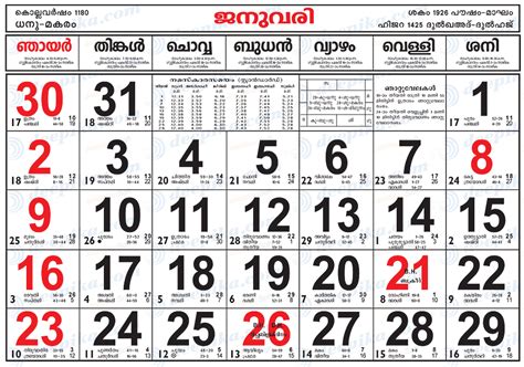 Malayalam Calendar 2005 Online – Download Kerala Calendar year 2005 in ...