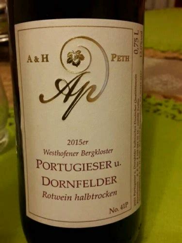 Weingut A U H Peth Westhofener Bergkloster Portugieser U Dornfelder