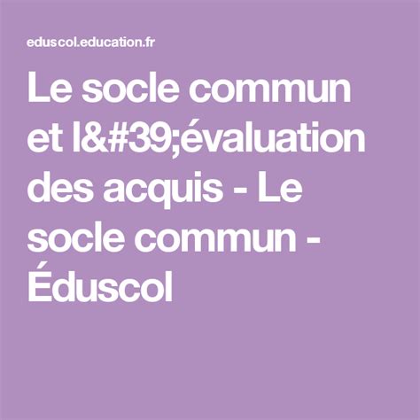 Le socle commun de connaissances de compétences et de culture Livret