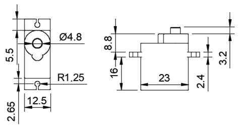 Micro Servo Drawing and Dimensions - bluetin.io