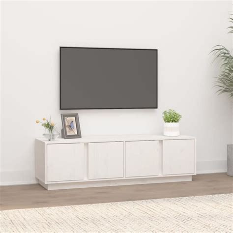 Fdit Meuble Tv Blanc X X Cm Bois De Pin Massif Fdi