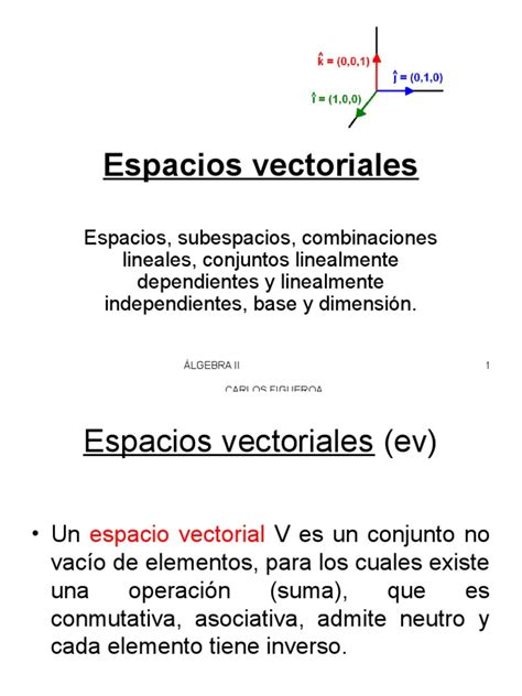 Espacios Vectoriales Espacio Vectorial Base álgebra Lineal