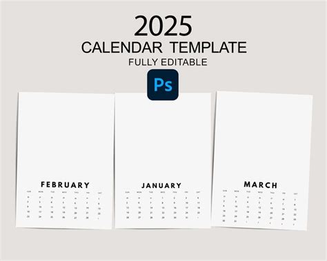 Calendar Template 2025 Photoshop Illa Ranice