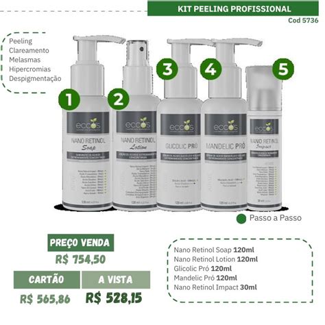 KIT PEELING PROFISSIONAL 5 PRODUTOS Eccos Cosmeticos